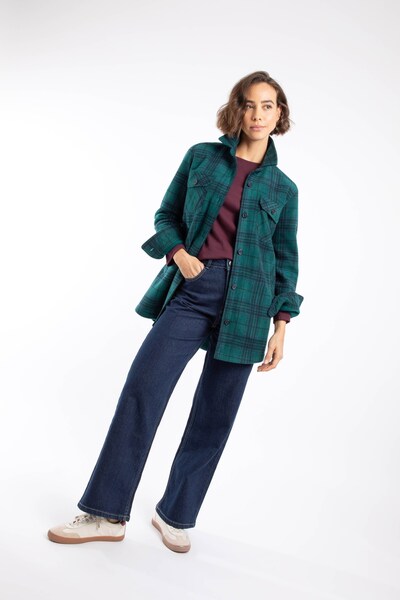  Weird Fish Autumn Womens Check Fleece Shacket 