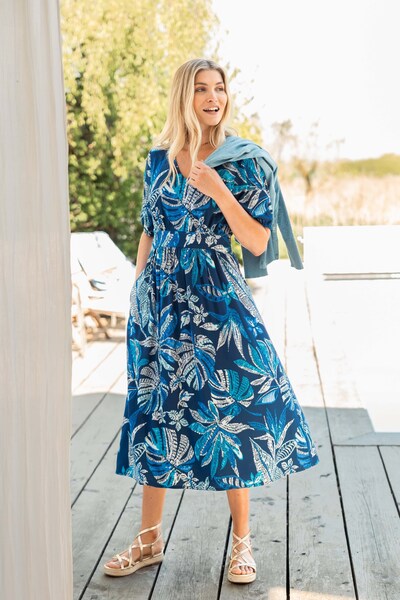  Weird Fish Dilsha Womens Printed Midi Dress 