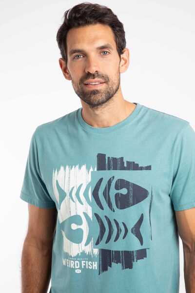  Weird Fish Double Fish Mens Front Print Graphic T Shirt 