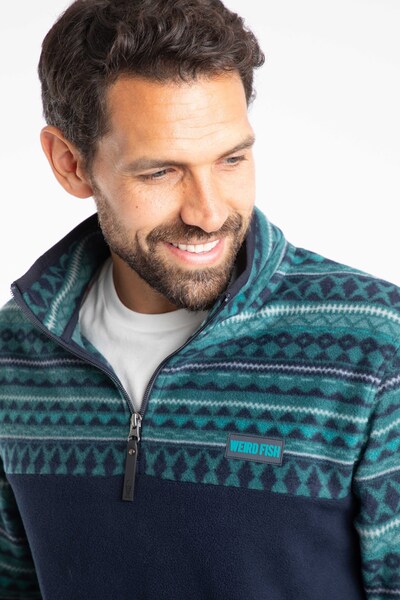  Weird Fish Gilbert Mens 1/4 Zip Printed Microfleece 