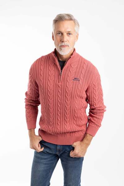  Weird Fish Heath Mens 1/4 Zip Cable Knit Jumper 