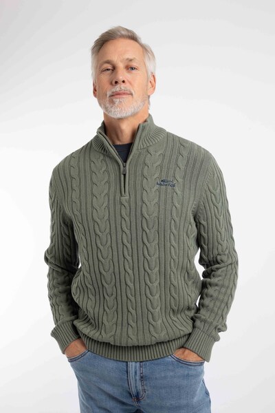  Weird Fish Heath Mens 1/4 Zip Cable Knit Jumper 
