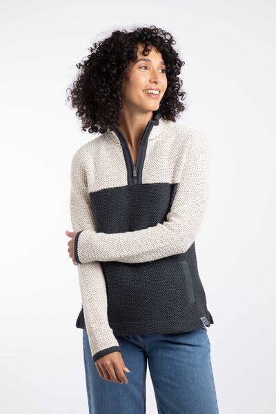  Weird Fish Isla Womens 1/4 Zip Colour Block Macaroni 