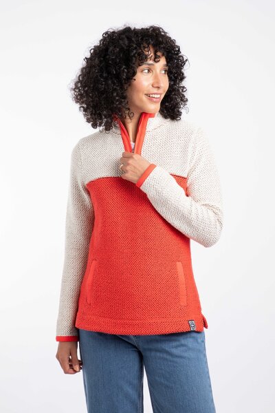  Weird Fish Isla Womens 1/4 Zip Colour Block Macaroni 