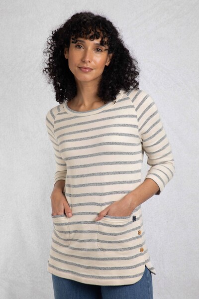  Weird Fish Ives Womens Loopback Stripe Tunic Top 