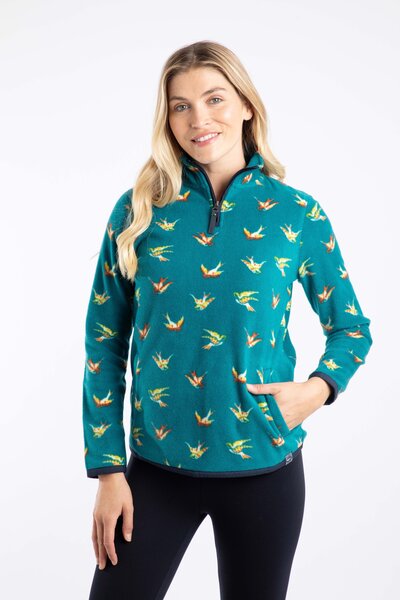  Weird Fish Reena Womens 1/4 Zip Printed Microfleece 