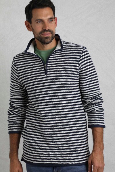  Weird Fish Shorling Mens 1/4 Zip Striped Macaroni 