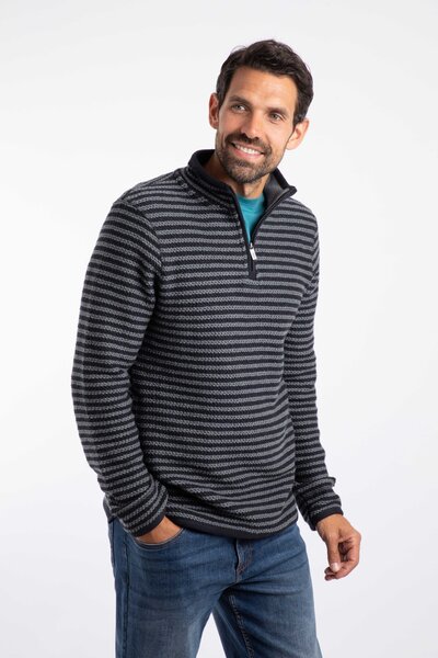  Weird Fish Shorling Mens 1/4 Zip Striped Macaroni 