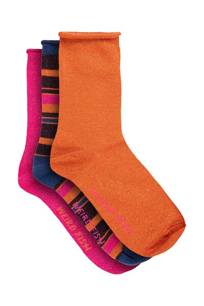  Weird Fish Steller Womens Sparkle Striped Socks 3 Pack 