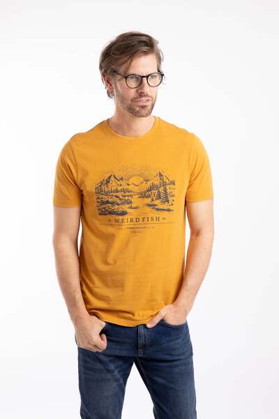  Weird Fish Sunrise Mens Front Print Graphic T Shirt 