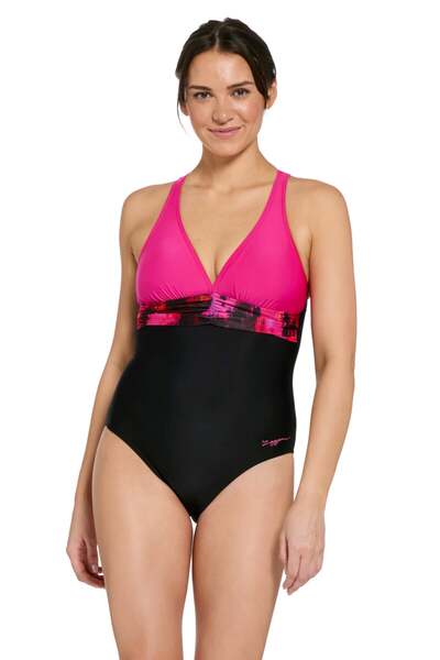  Zoggs Inferno Panel Crossback Womens One Piece Swimsuit 