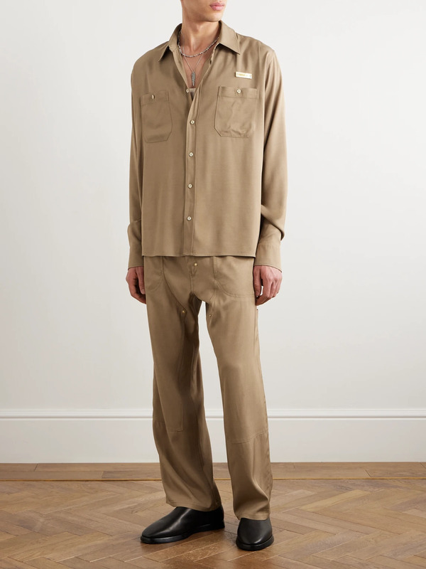  4sdesigns - Throwing Fits Logo-appliquéd Twill Overshirt - Men - Neutrals - Xs 