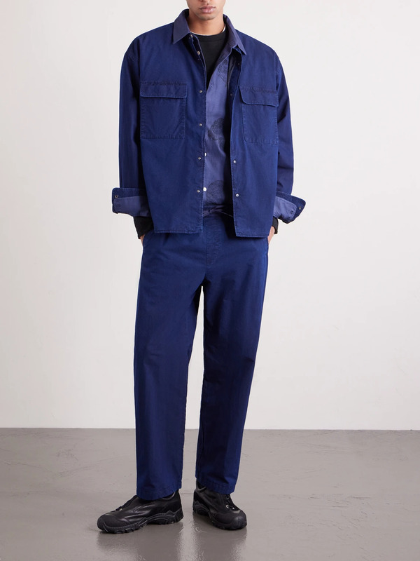  A Kind Of Guise - Nanamica Insulation Cropped Straight-leg Padded Cotton-blend Trousers - Men - Blue - Uk/us 30 