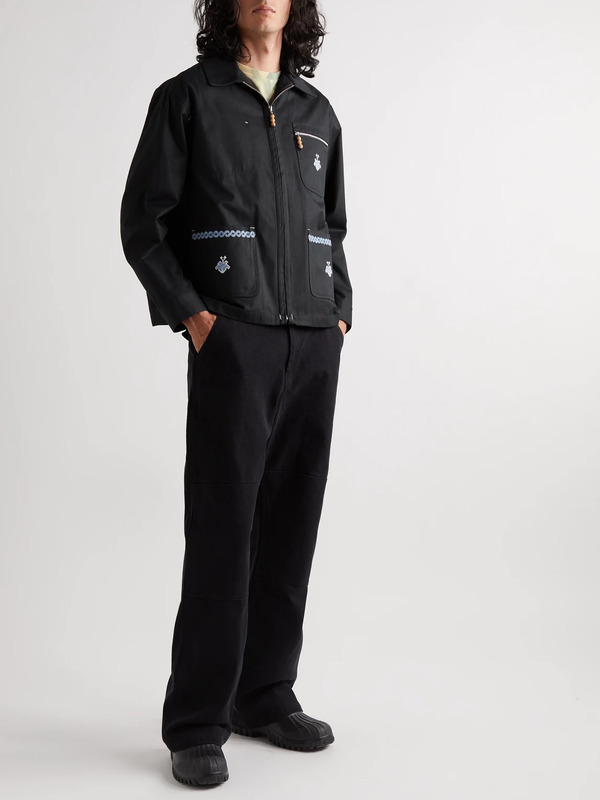  Adish - Qarnabeet Embroidered Cotton-canvas Chore Jacket - Men - Black - M 