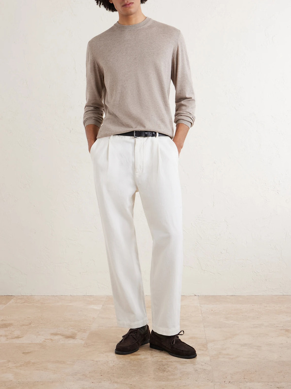  Altea - Cotton And Cashmere-blend Sweater - Men - Neutrals - S 