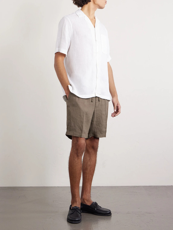  Altea - Samuel Straight-leg Linen Drawstring Shorts - Men - Green - S 