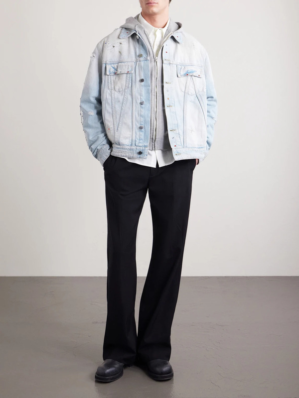  Amiri - Embellished Distressed Denim Jacket - Men - Blue - S 