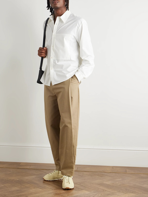  Amomento - Tapered Pleated Cotton Trousers - Men - Neutrals - L 