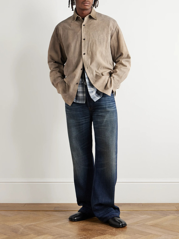  A.presse - Distressed Suede Shirt Jacket - Men - Gray - 1 