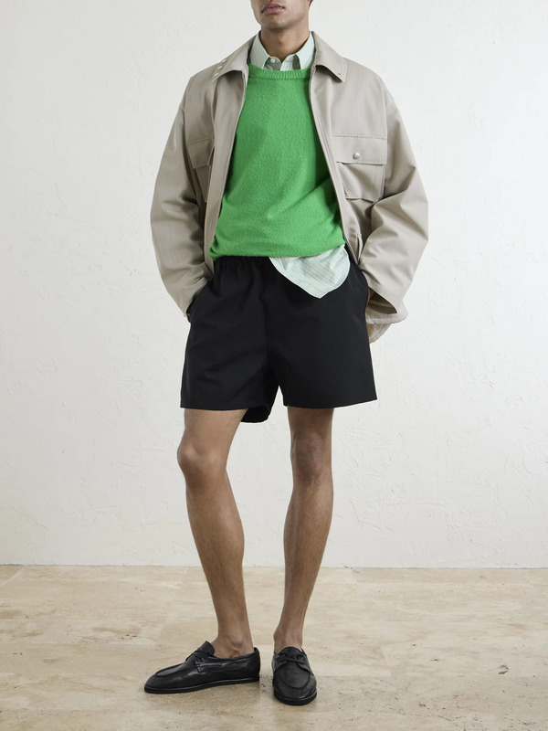  Auralee - Wool Drawstring Shorts - Men - Black - 3 