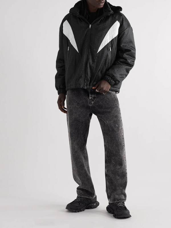  Balmain - Faux Fur-trimmed Padded Monogrammed Shell Hooded Jacket - Men - Black - It 44 