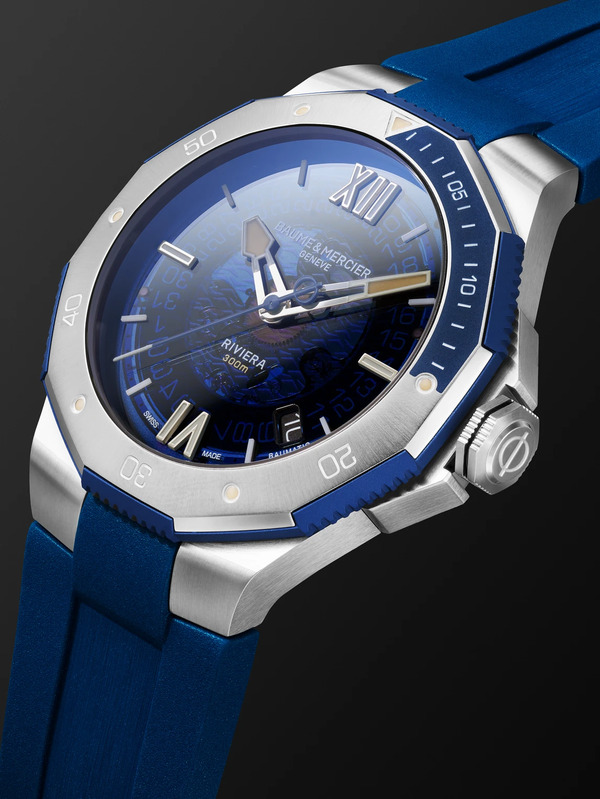  Baume & Mercier - Riviera Automatic 42mm Stainless Steel And Rubber Watch, Ref. No. 10716 - Men - Blue 