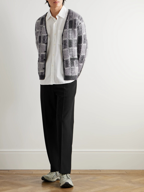  Beams Plus - Brushed Checked Jacquard Cardigan - Men - Gray - L 