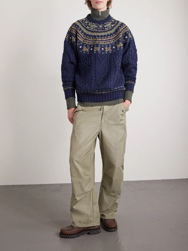  Beams Plus - Cable-knit Wool Sweater - Men - Blue - S 