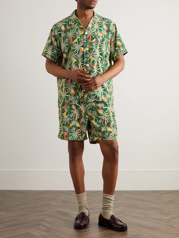  Beams Plus - Straight-leg Printed Shell Swim Shorts - Men - Green - S 