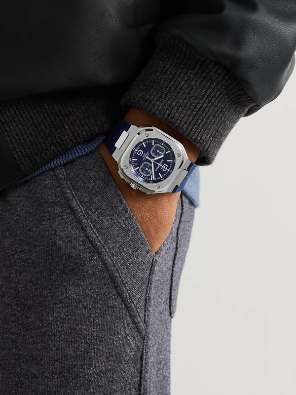  Bell & Ross - Br 05 Automatic Chronograph 42mm Stainless Steel And Rubber Watch, Ref.no. Br05c-bubu-st/srb - Men - Blue 