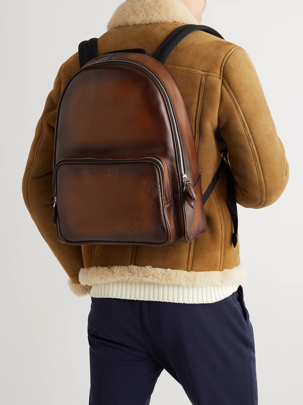  Berluti - Time Off Scritto Venezia Leather Backpack - Men - Brown 