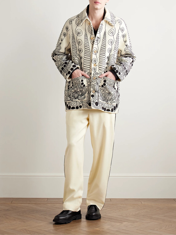  Bode - Embroidered Merino Wool Jacket - Men - Neutrals - S 