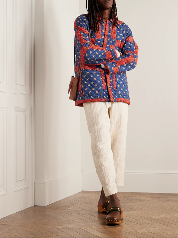  Bode - Sheepfold Quilted Padded Printed Cotton Jacket - Men - Blue - S 