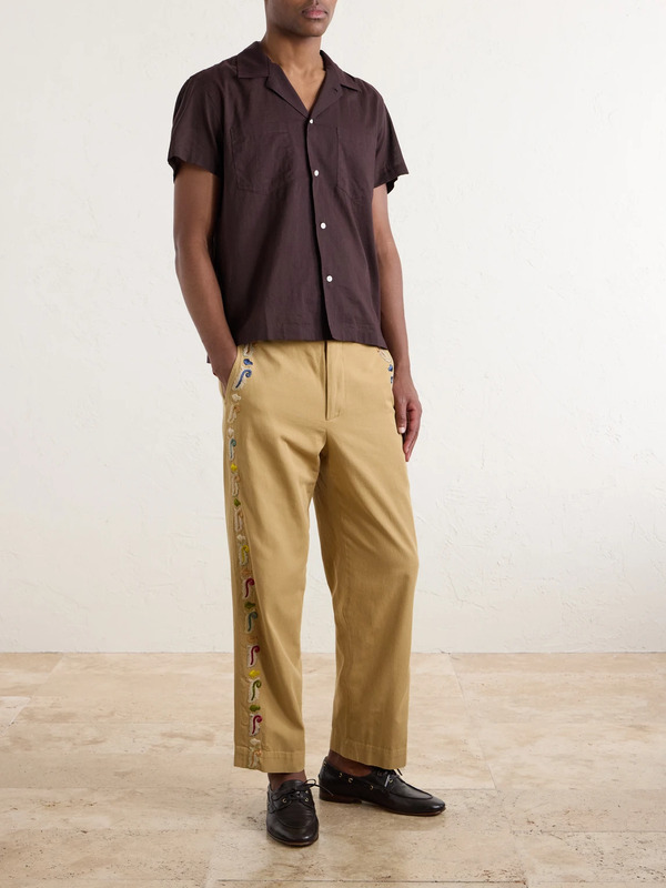  Bode - Straight-leg Cotton Feather Runner Trousers - Men - Neutrals - Uk/us 28 
