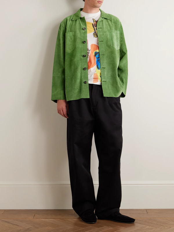  Bode - Suede Overshirt - Men - Green - M 