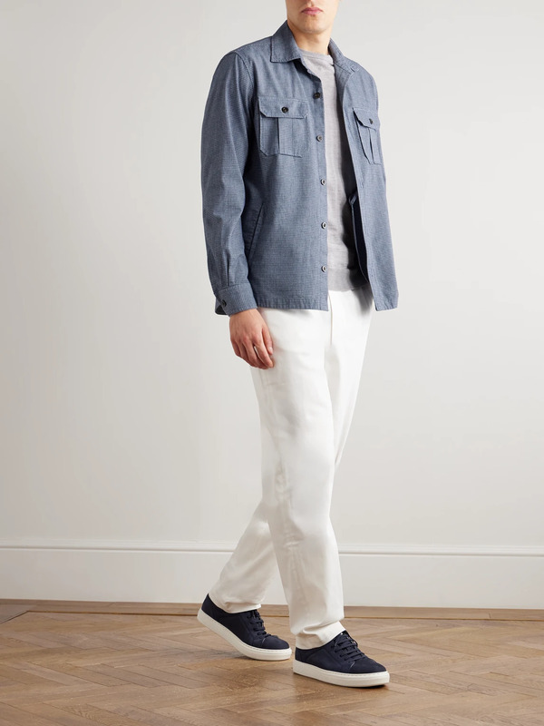 Boglioli - David Checked Cotton-blend Overshirt - Men - Blue - S 