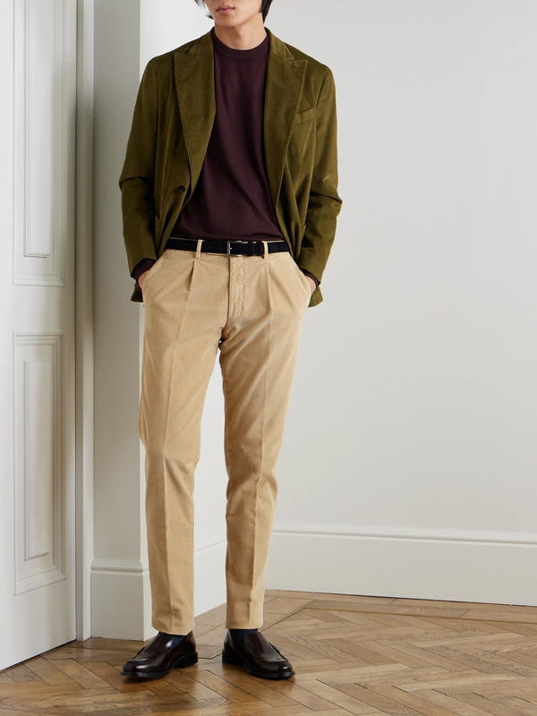  Boglioli - Straight-leg Pleated Garment-dyed Cotton-blend Corduroy Suit Trousers - Men - Neutrals - It 56 