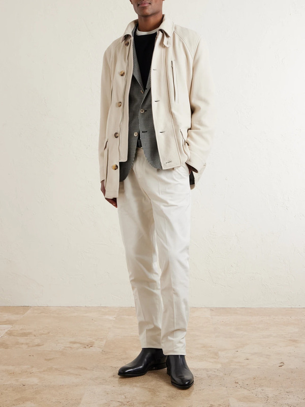  Brunello Cucinelli - Belted Leather Jacket - Men - Neutrals - S 
