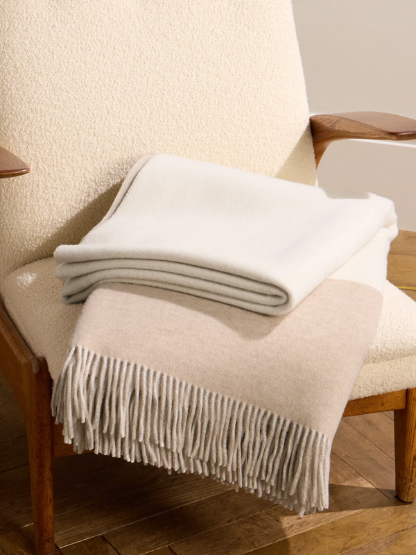  Brunello Cucinelli - Fringed Colour-block Cashmere Blanket - Men - Neutrals 