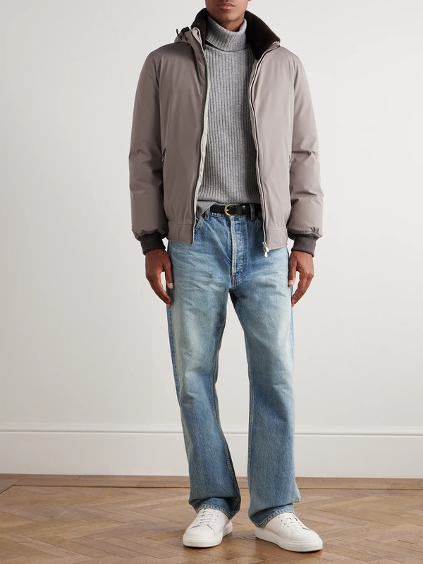  Brunello Cucinelli - Shearling And Cashmere-trimmed Padded Shell Hooded Down Jacket - Men - Brown - It 48 