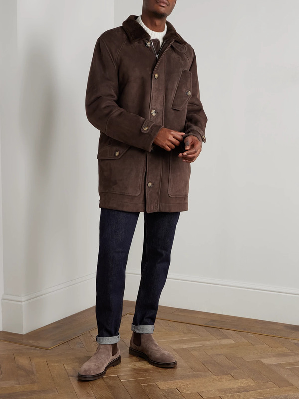  Brunello Cucinelli - Shearling Jacket - Men - Brown - L 