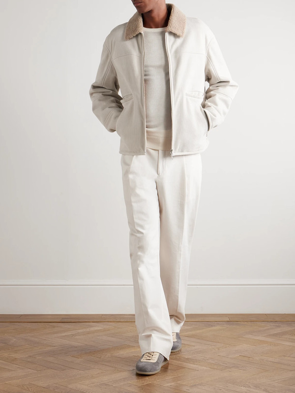  Brunello Cucinelli - Slim-fit Ribbed Shearling Jacket - Men - Neutrals - S 
