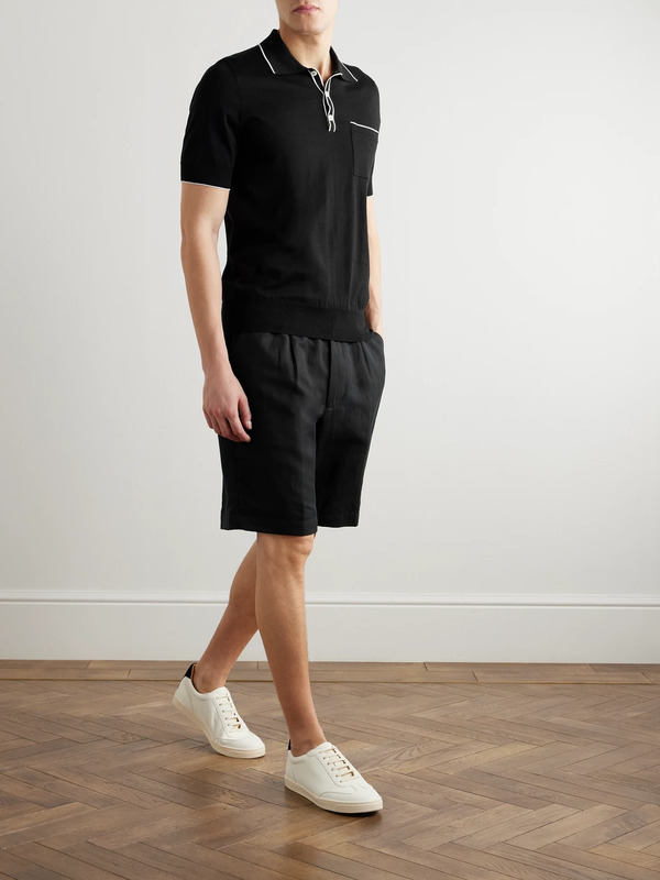  Brunello Cucinelli - Straight-leg Pleated Linen And Cotton-blend Twill Bermuda Shorts - Men - Black - It 56 