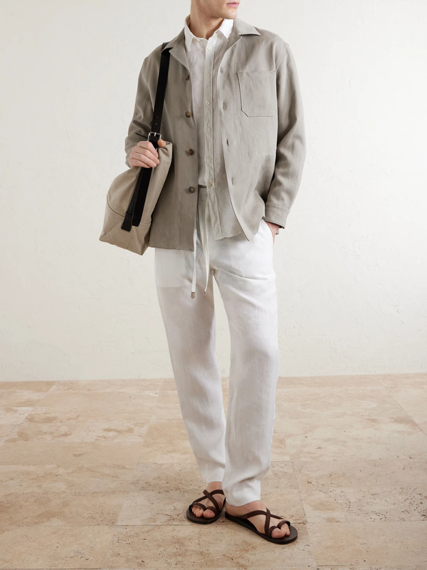  Canali - Linen Overshirt - Men - Neutrals - It 46 