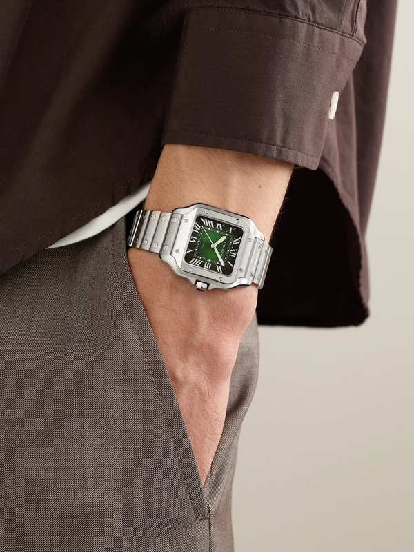  Cartier - Santos Automatic Medium 41.9mm Interchangeable Stainless Steel And Alligator Watch, Ref. No. Wssa0061 - Men - Green 