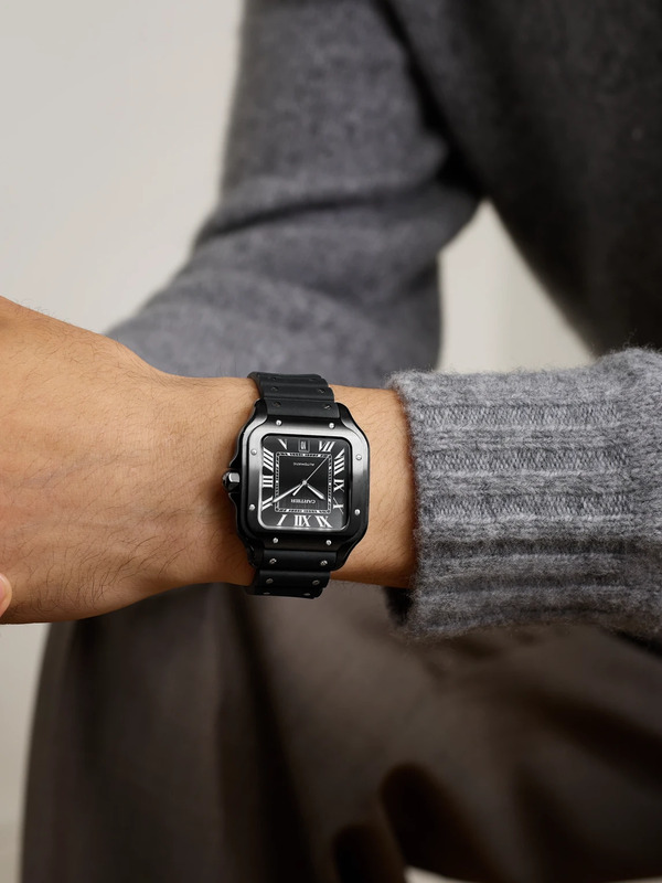  Cartier - Santos De Cartier Automatic 39.8mm Steel Interchangeable Rubber And Alligator Watch, Ref. No. Wssa0039 - Men - Black 