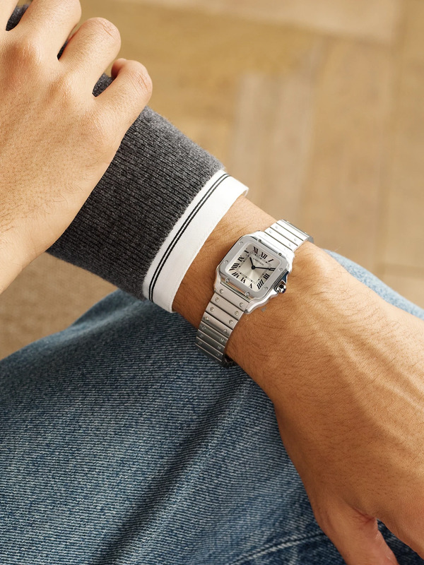  Cartier - Santos De Cartier Small 34.5mm Stainless Steel Interchangeable And Leather Watch, Ref. No. Wssa0082 - Men - Silver 