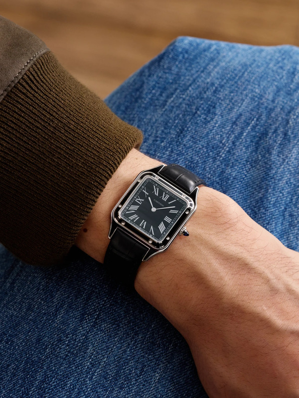  Cartier - Santos-dumont Large Automatic 43.5mm Stainless Steel And Alligator Watch, Ref. No. Crwssa0046 - Men - Black 