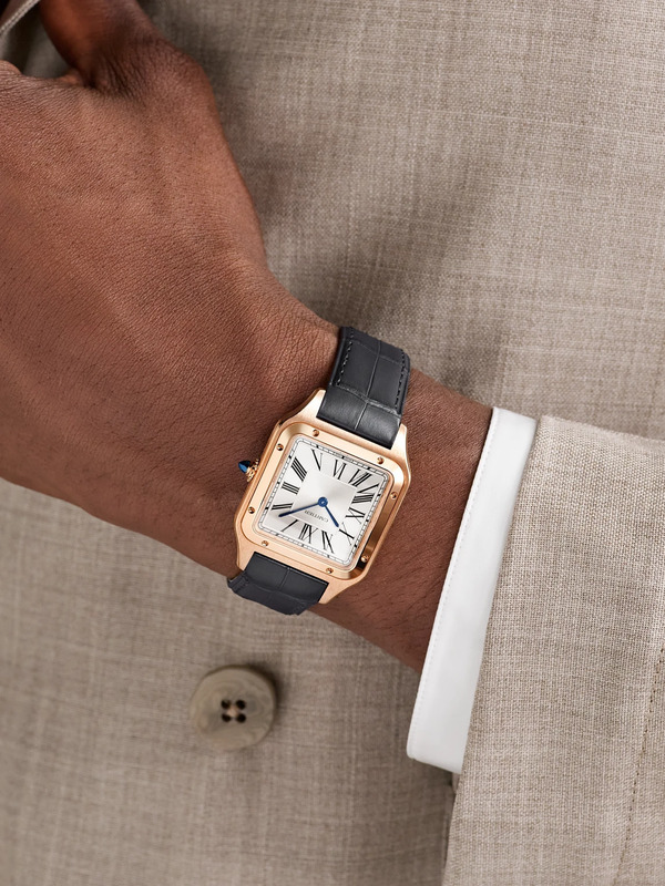  Cartier - Santos-dumont Large 43.5mm 18-karat Rose Gold And Alligator Watch, Ref. No. Crwgsa0116 - Men - White 