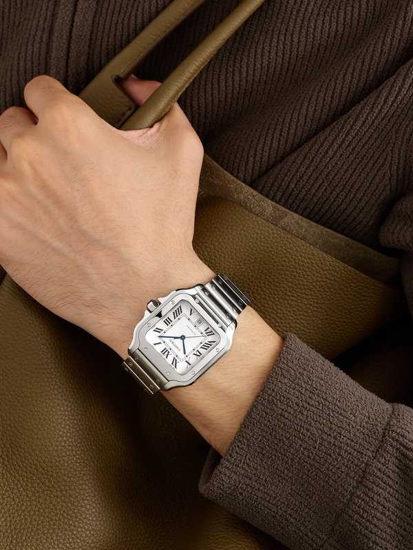  Cartier - Santos Large Automatic 39.8mm Interchangeable Stainless Steel And Leather Watch, Ref. No. Wssa0018 - Men - White 